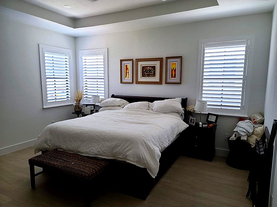 Plantation shutters master bedroom